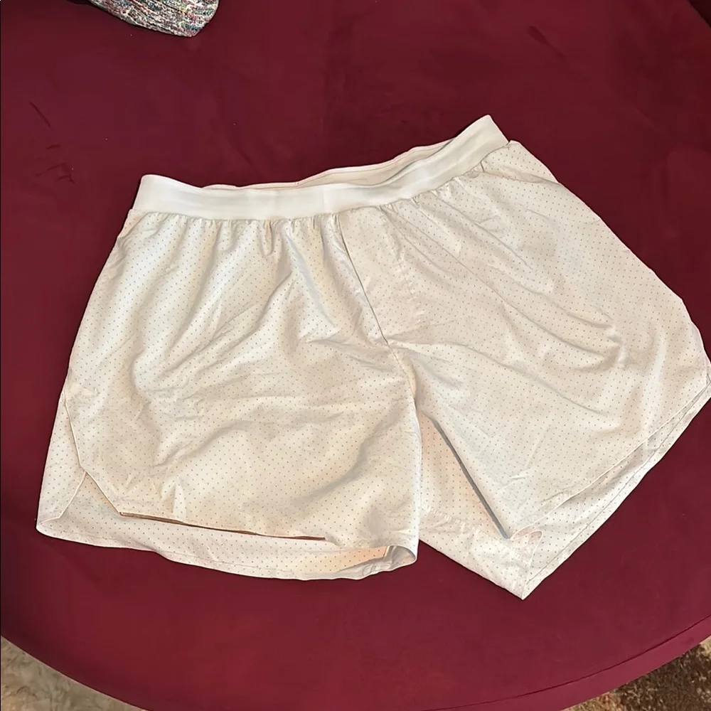Off White Lululemon lined Athletic Shorts